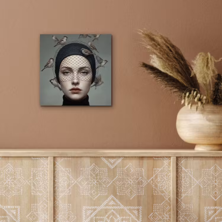 Portret - Vogels - Zwart aluminium wit klein -sfeer4