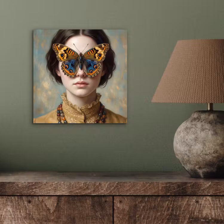 Portret - Vlinder - Kleurrijk aluminium wit klein -sfeer2