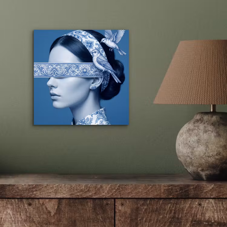 Portret - Klassiek - Wit - Blauw aluminium wit klein -sfeer2
