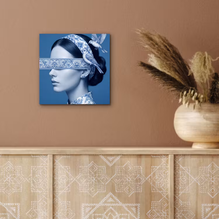 Portret - Klassiek - Wit - Blauw aluminium wit klein -sfeer4