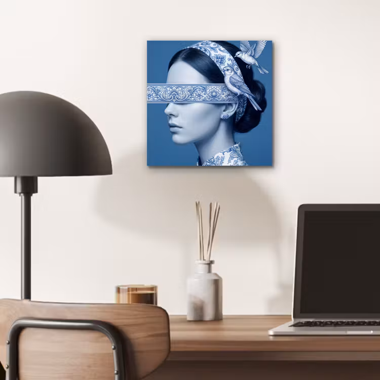 Portret - Klassiek - Wit - Blauw aluminium wit klein -sfeer5