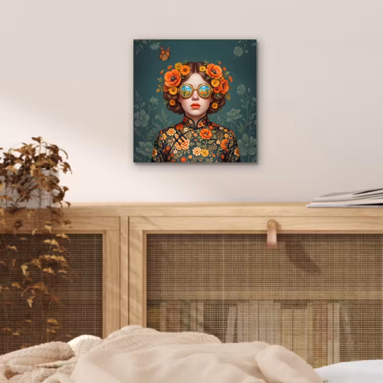 Portret - Vrouw - Kleurrijk - Expressief aluminium wit klein -sfeer3