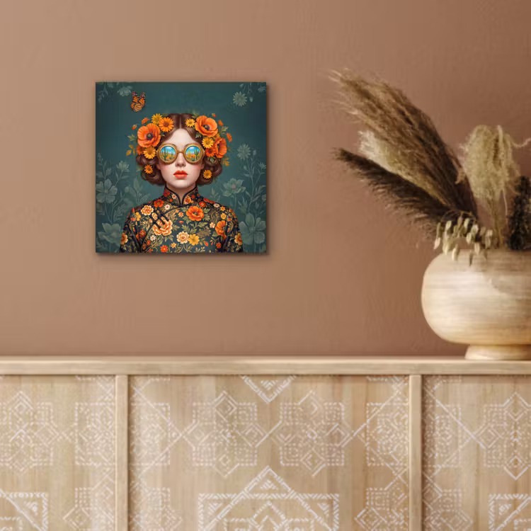 Portret - Vrouw - Kleurrijk - Expressief aluminium wit klein -sfeer4