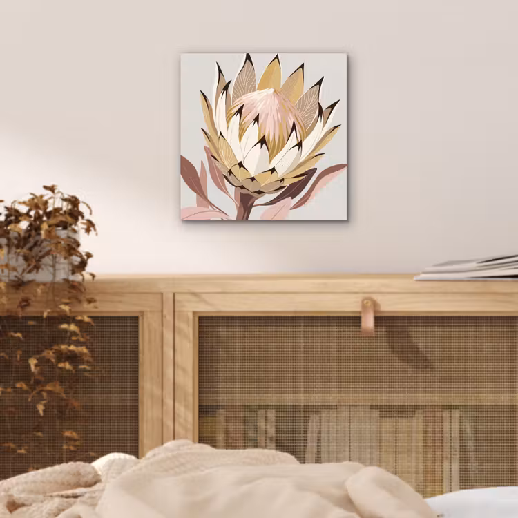 Protea - Bloem - Botanisch - Beige aluminium wit klein -sfeer3