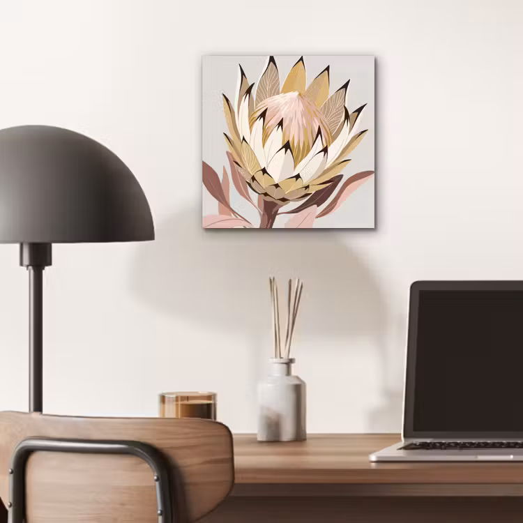 Protea - Bloem - Botanisch - Beige aluminium wit klein -sfeer5