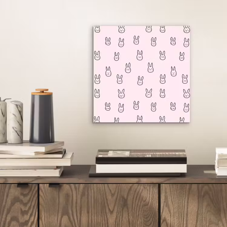 Konijnen - Minimalistisch - Roze aluminium wit klein 46 -sfeer1