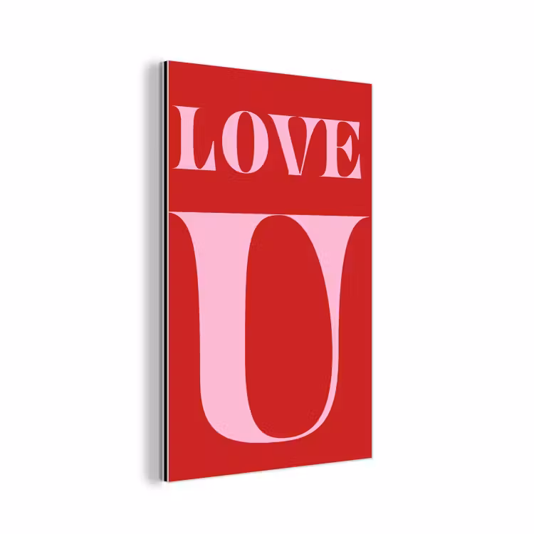 Rood - Love - Valentijn - Roze aluminium wit klein -3d