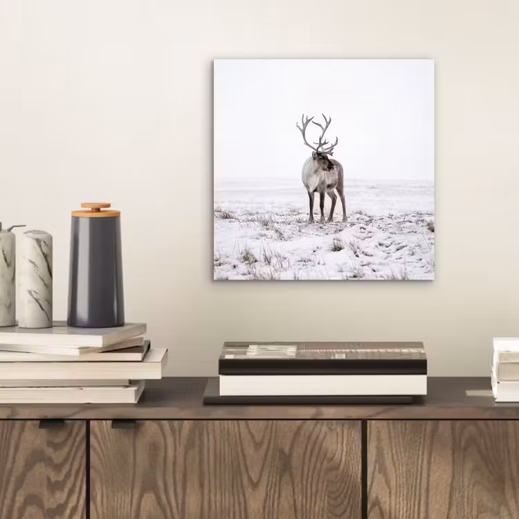 Rendier - Gewei - Sneeuw - Winter aluminium wit klein -sfeer1