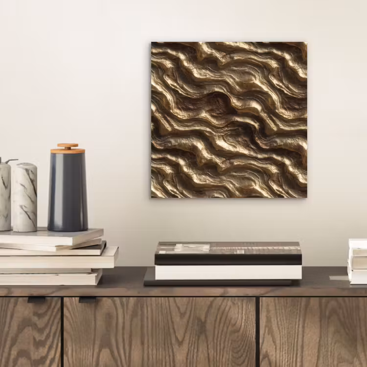Reliëf - Golven - Abstract - Bronsgoud aluminium wit klein 46 -sfeer1