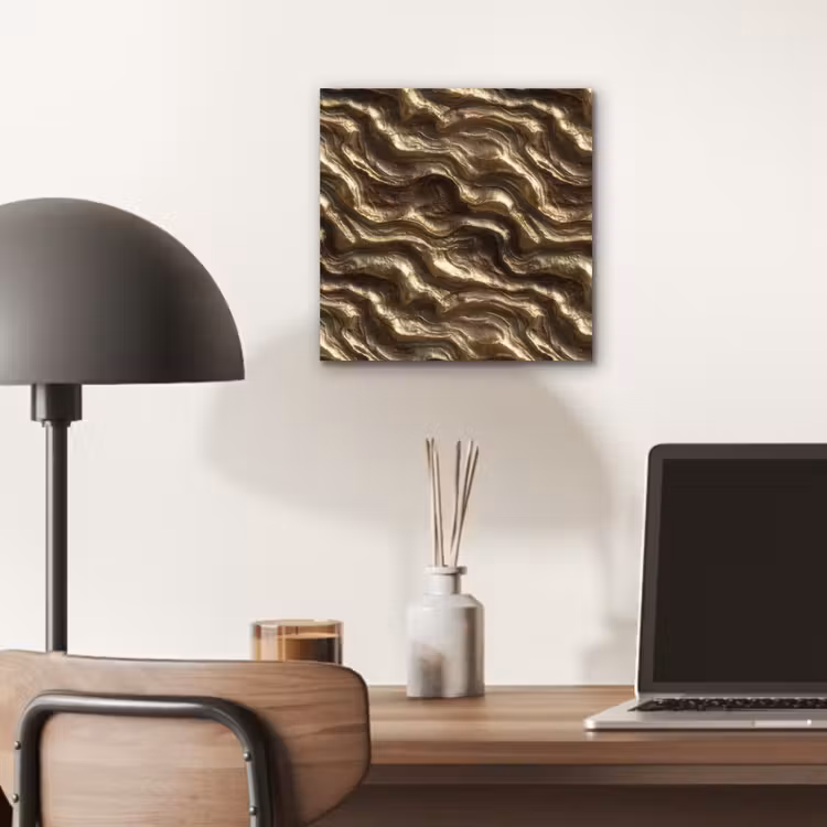 Reliëf - Golven - Abstract - Bronsgoud aluminium wit klein 46 -sfeer5