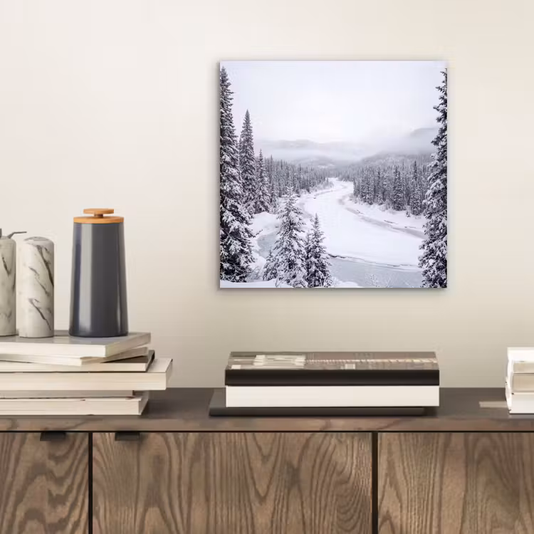 Rivier - Bevroren - Landschap - Winter aluminium wit klein -sfeer1