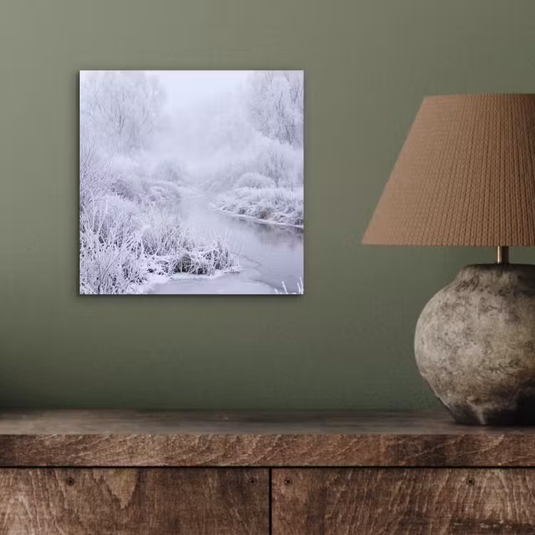 Rivier - Sneeuw - Bos - Winter - Schilderachtig aluminium wit klein -sfeer2