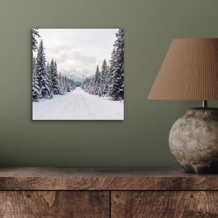Weg - Sneeuw - Naaldbos - Winter - Avontuurlijk aluminium wit klein -sfeer2