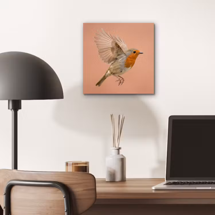 Roodborst - Natuur - Roze aluminium wit klein -sfeer5
