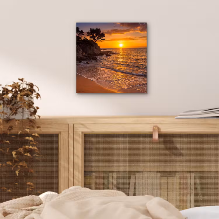Zee - Kust - Zonsondergang - Natuur - Oranje aluminium wit klein -sfeer3