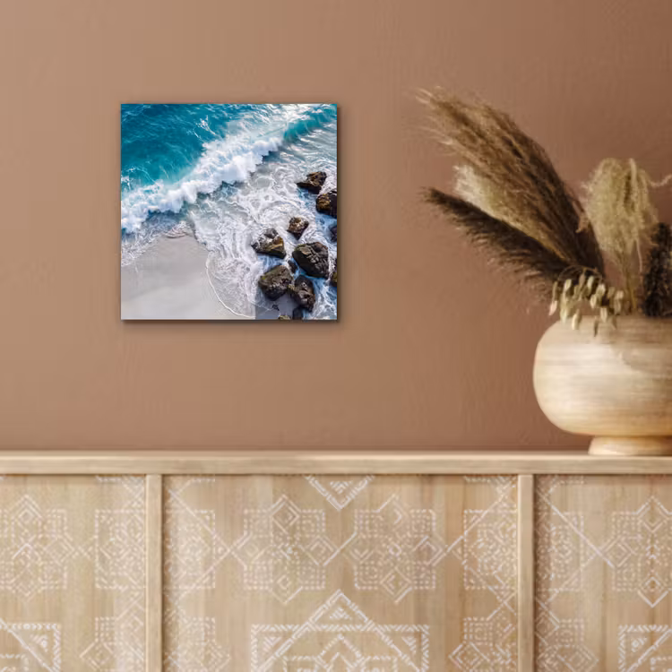Zee - Golf - Strand - Natuur - Blauw aluminium wit klein -sfeer4