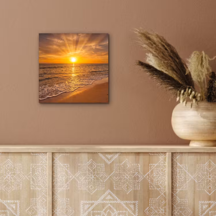 Zee - Zonsondergang - Golven - Kust - Oranje aluminium wit klein -sfeer4