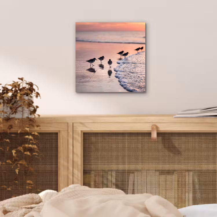 Meeuwen - Strand - Zee - Roze aluminium wit klein -sfeer3