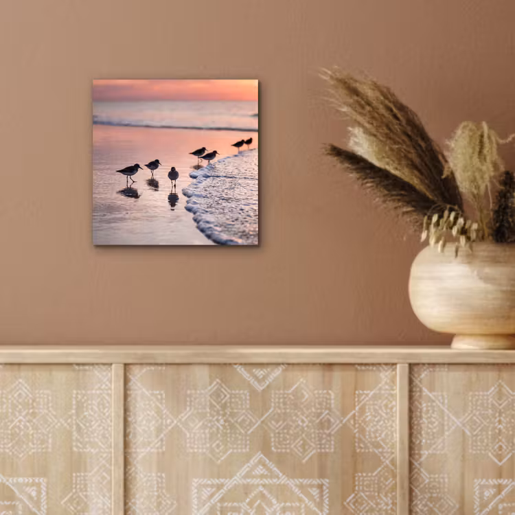 Meeuwen - Strand - Zee - Roze aluminium wit klein -sfeer4