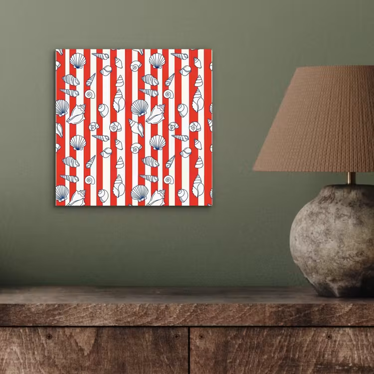 Schelp - Zeedieren - Zomer - Illustratie - Rood - Blauw aluminium wit klein -sfeer2
