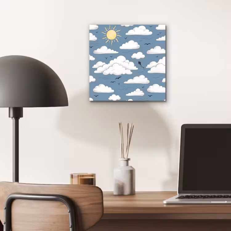 Lucht - Zon - Wolken - Natuur - Blauw aluminium wit klein -sfeer5