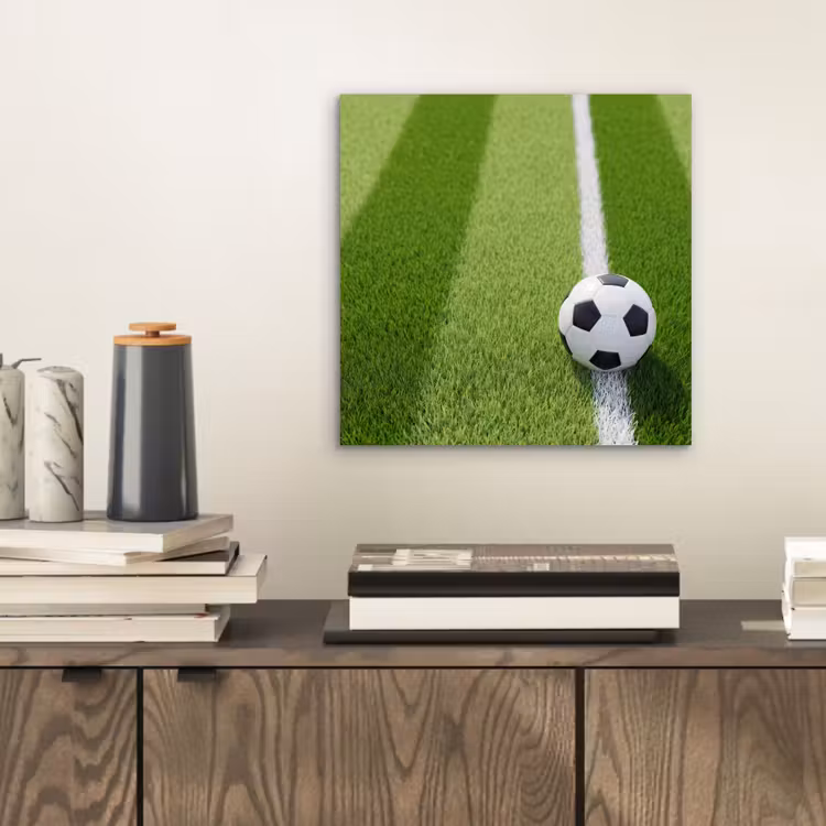 Voetbal - Grasveld - Sport - Groen aluminium wit klein -sfeer1
