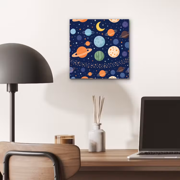 Ruimte - Planeten - Kleurrijk aluminium wit klein -sfeer5
