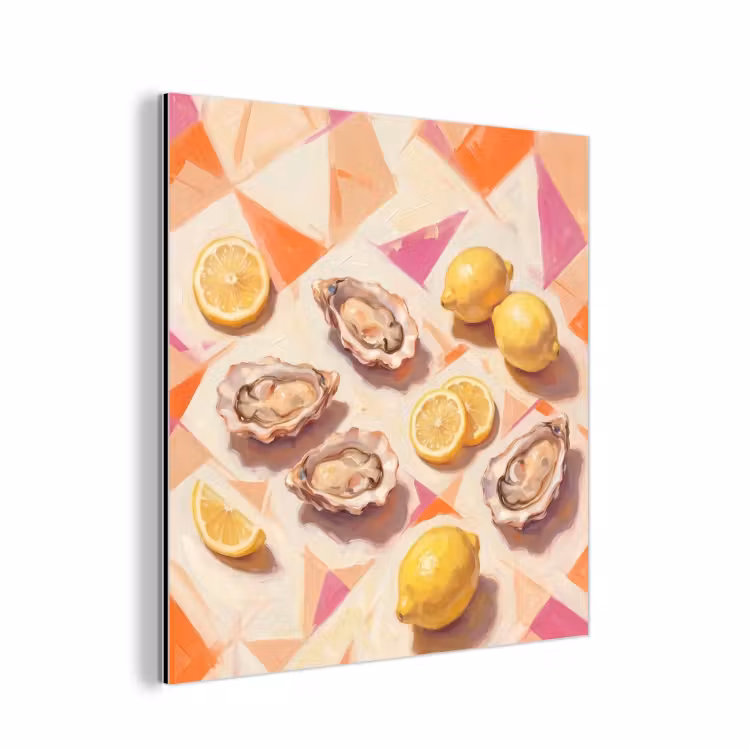 Stilleven - Citroenen - Oesters - Abstract - Oranje aluminium wit klein -3d