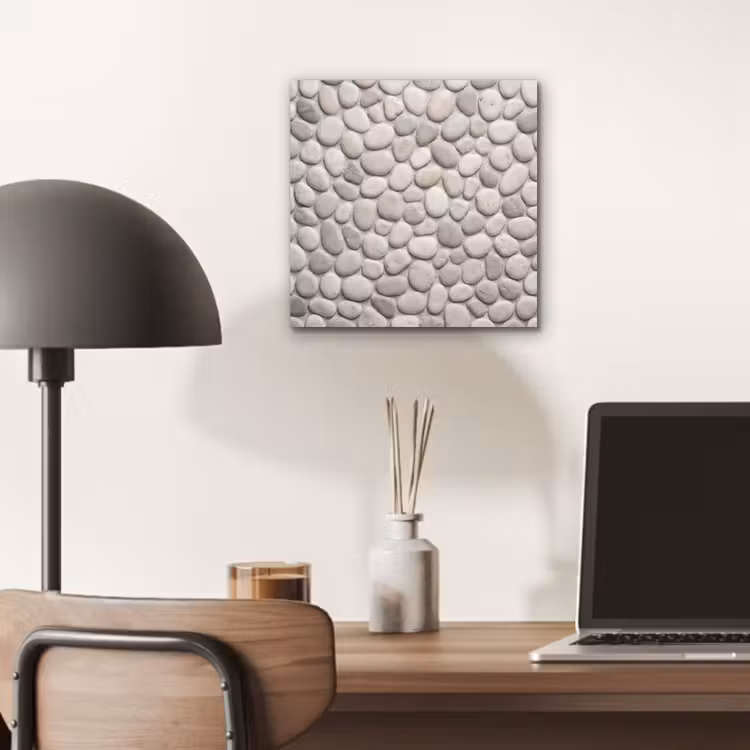 Steen - Kiezel - Natuur - Minimalistisch - Beige aluminium wit klein -sfeer5