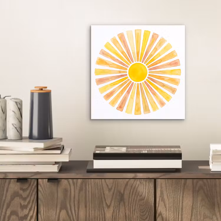 Zon - Stralen - Aquarel - Geel - Abstract aluminium wit klein -sfeer1