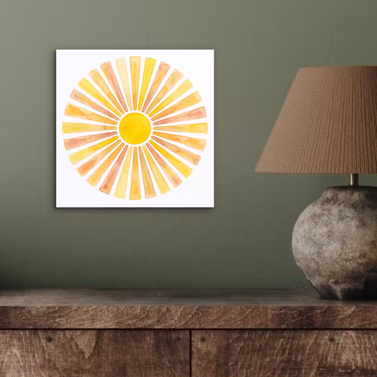 Zon - Stralen - Aquarel - Geel - Abstract aluminium wit klein -sfeer2
