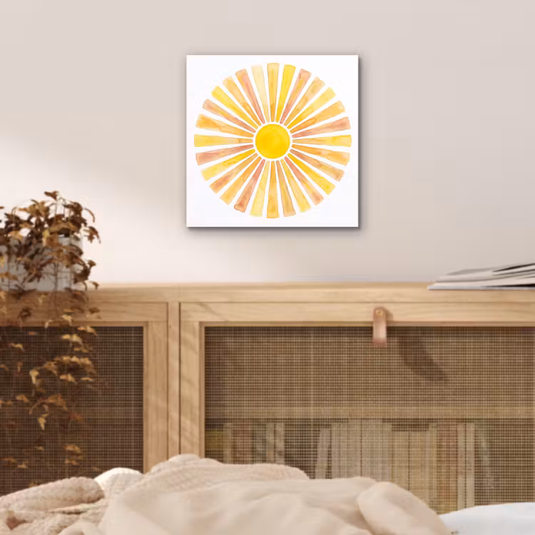 Zon - Stralen - Aquarel - Geel - Abstract aluminium wit klein -sfeer3