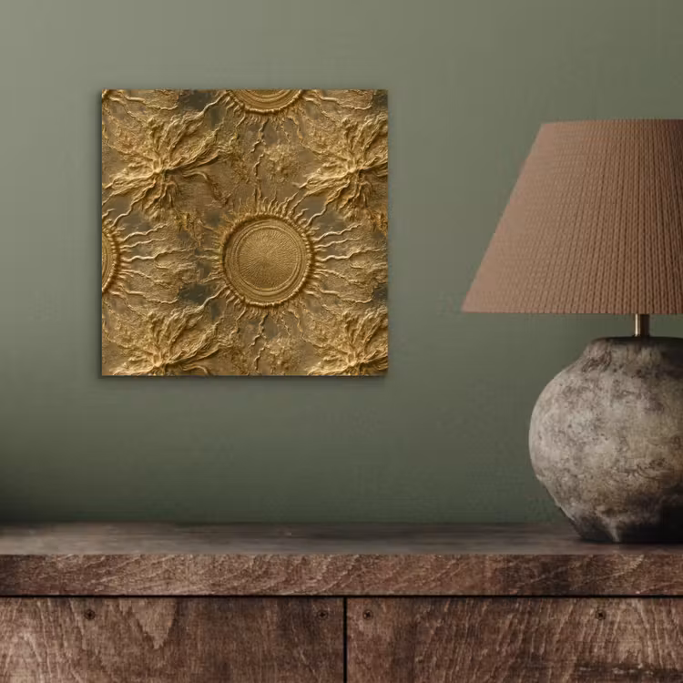 Zon - Reliëf - Antiek - Goud aluminium wit klein 46 -sfeer2
