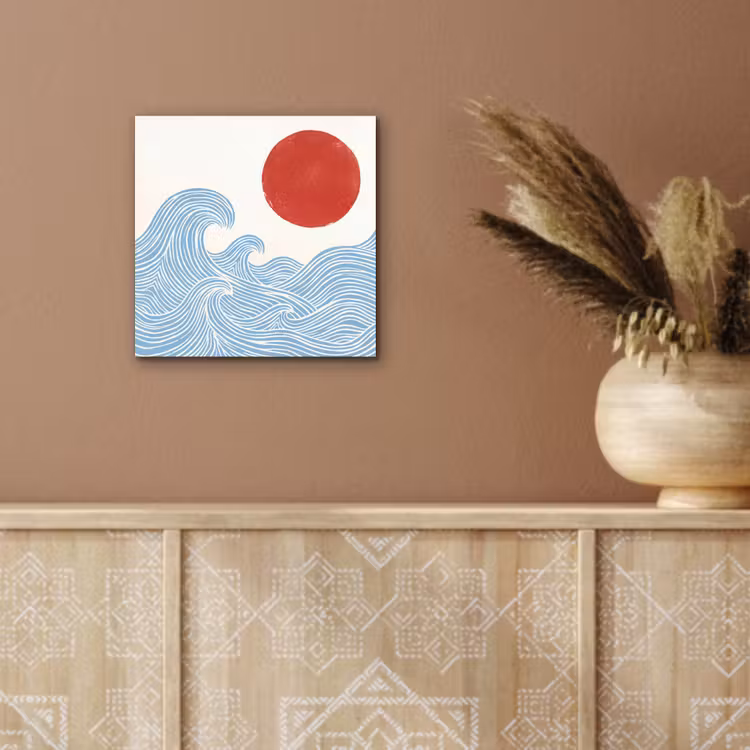 Zon - Golven - Oceaan - Abstract - Rood aluminium wit klein -sfeer4
