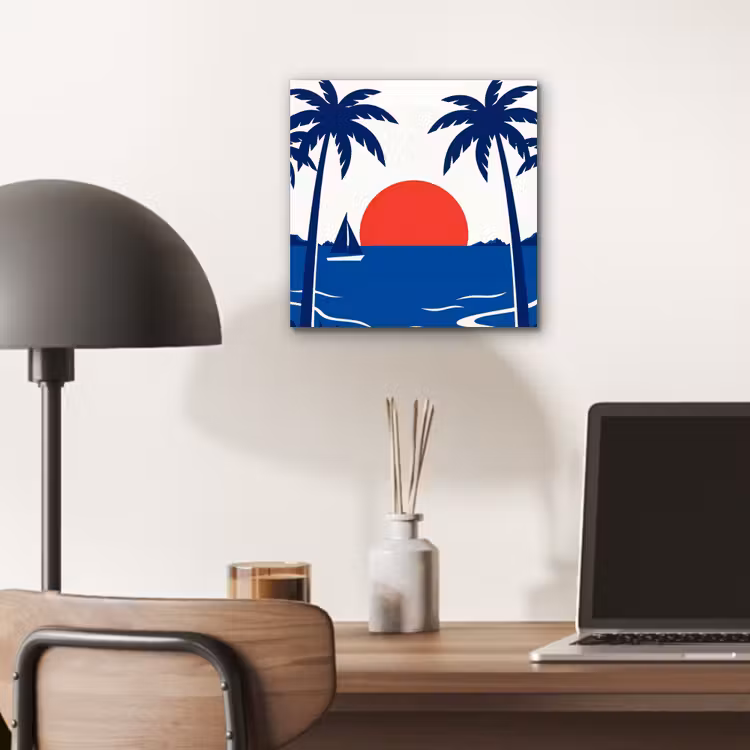 Zonsondergang - Zee - Palmboom - Tropisch - Modern aluminium wit klein -sfeer5