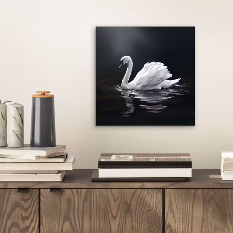 Zwaan - Water - Natuur - Realistisch - Wit aluminium wit klein -sfeer1
