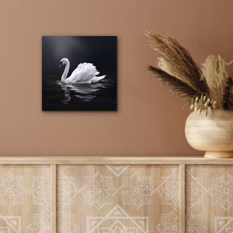 Zwaan - Water - Natuur - Realistisch - Wit aluminium wit klein -sfeer4