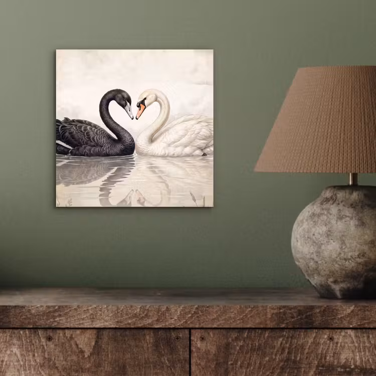 Zwanen - Hartvorm - Dieren aluminium wit klein -sfeer2