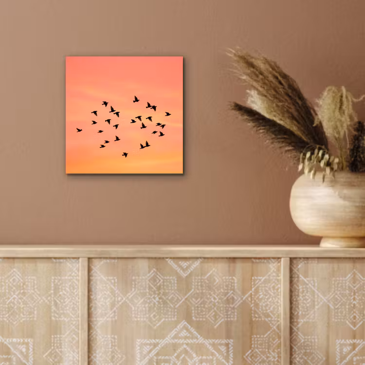 Zwerm - Vogels - Oranje aluminium wit klein -sfeer4