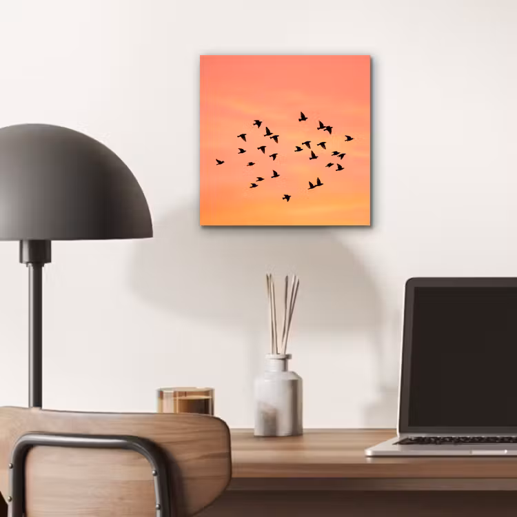 Zwerm - Vogels - Oranje aluminium wit klein -sfeer5