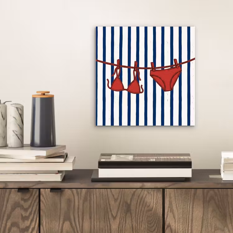 Badkleding - Waslijn - Zomer - Illustratie - Rood aluminium wit klein -sfeer1