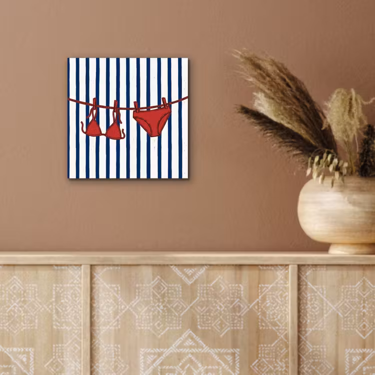 Badkleding - Waslijn - Zomer - Illustratie - Rood aluminium wit klein -sfeer4