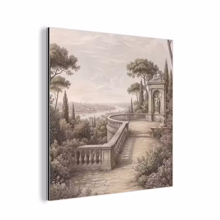 Terras - Stad - Uitzicht - Rivier aluminium wit klein -3d