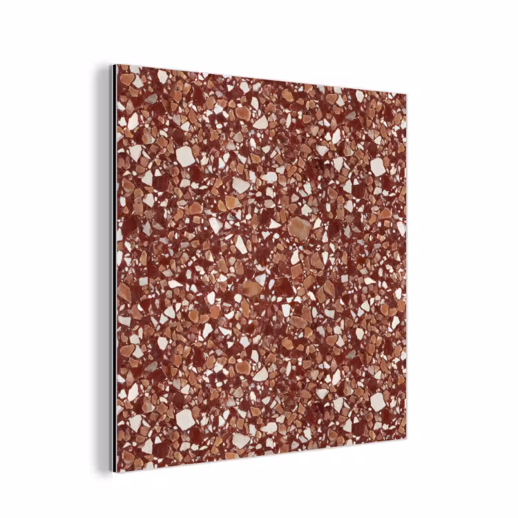 Terrazzo - Patroon - Steentextuur - Roodbruin aluminium wit klein 46 -3d
