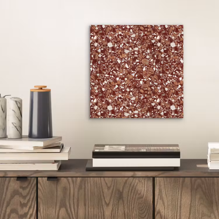 Terrazzo - Patroon - Steentextuur - Roodbruin aluminium wit klein 46 -sfeer1
