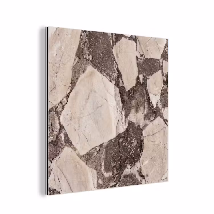 Textuur - Marmer - Abstract - Beige - Bruin aluminium wit klein -3d