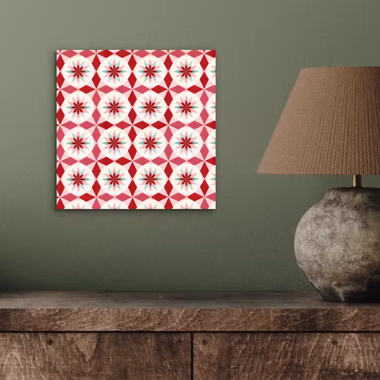 Tegelpatroon - Sterren - Retro - Roze - Mintgroen aluminium wit klein 46 -sfeer2