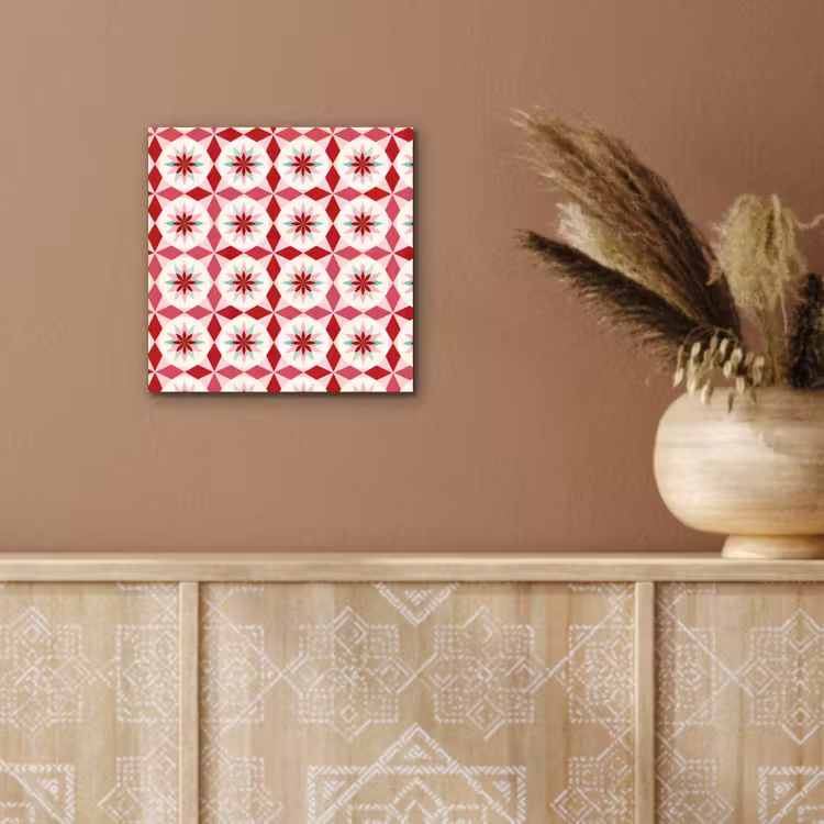 Tegelpatroon - Sterren - Retro - Roze - Mintgroen aluminium wit klein 46 -sfeer4