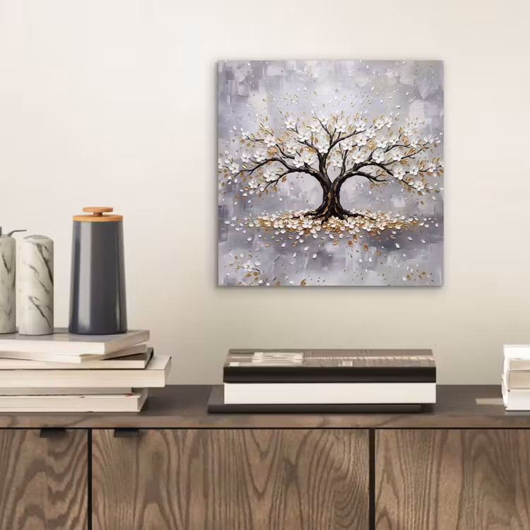 Boom - Bloemen - Natuur - Abstract - Wit aluminium wit klein -sfeer1