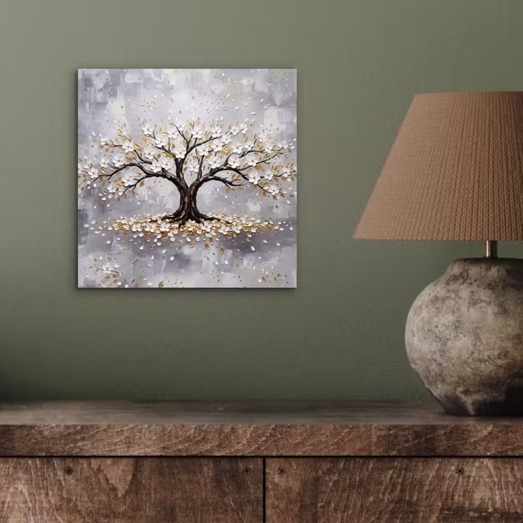 Boom - Bloemen - Natuur - Abstract - Wit aluminium wit klein -sfeer2